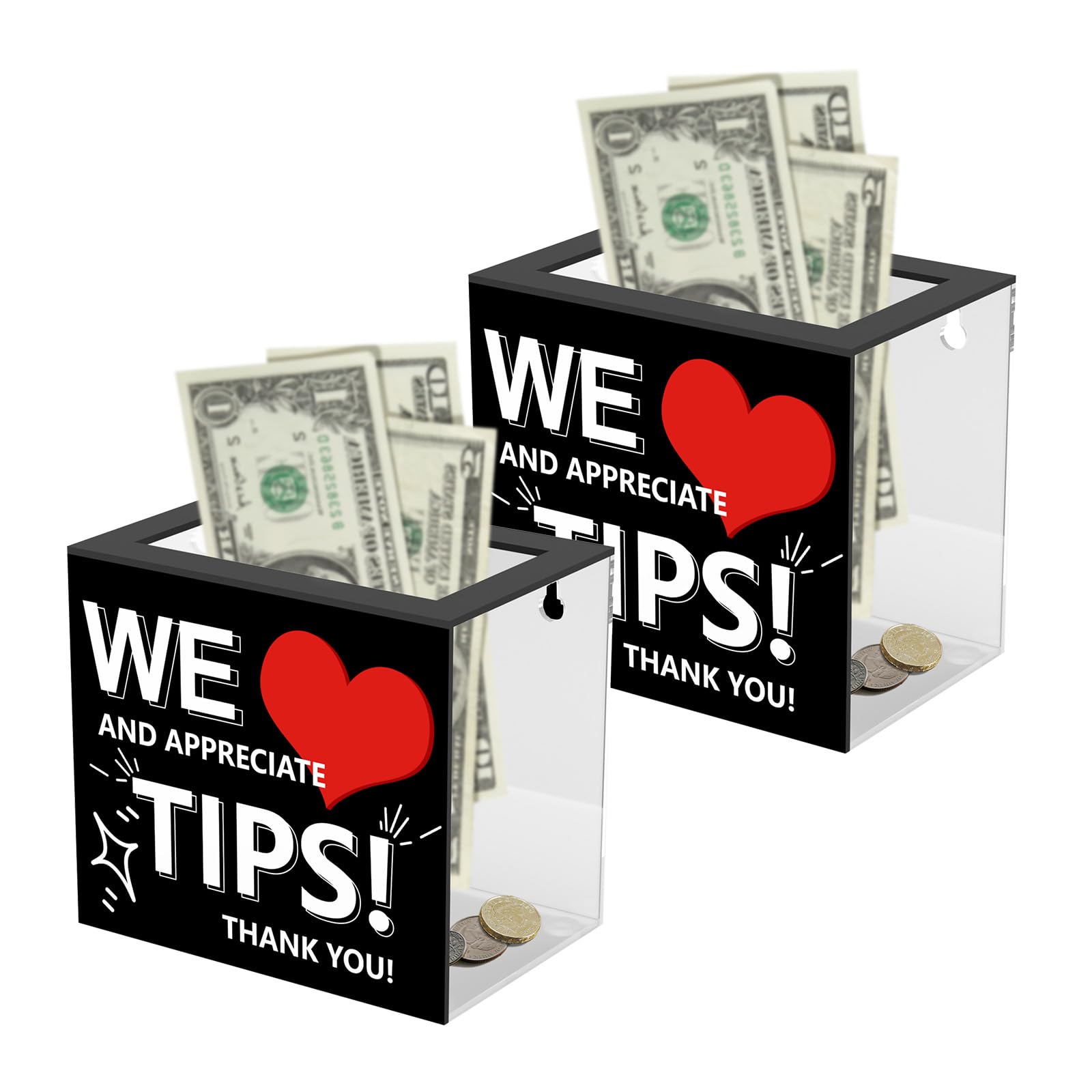 Pot à Pourboires En Acrylique Pour Barman, 15,2 X 13,5 X 10 Cm, Boîte De