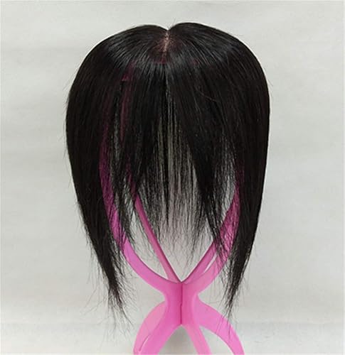 Miniatura 5 de Cabello humano real, nano mono, corona de cabello con clips en tupé, peluca para cabello fino, 8 pulgadas, marrón oscuro