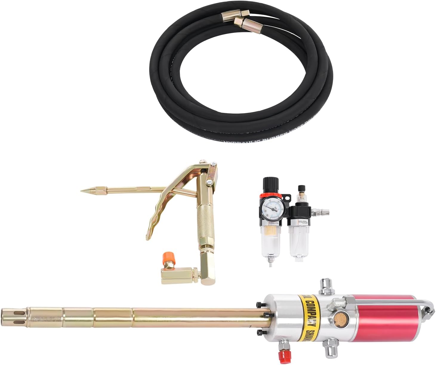 50:1 Ratio Air Operated Grease Pump Air Grease Pump Pneumatic Grease Pump, Portable Lubrication Grease Pump with 360° Swivel Grease Gun Head