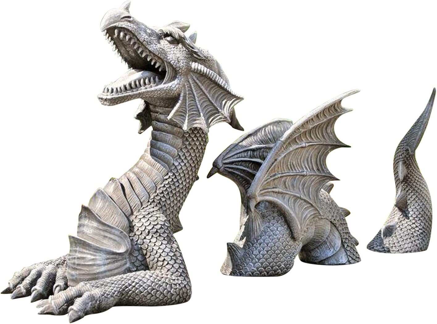 SOONHUA Large Dragon Gothic Garden Decor Statue, Lifelike Resin Dragon Statue Garden Sculptures Gothic Lawn Garden Outdoor Funny Statues Art Ornament Gift - Image 2