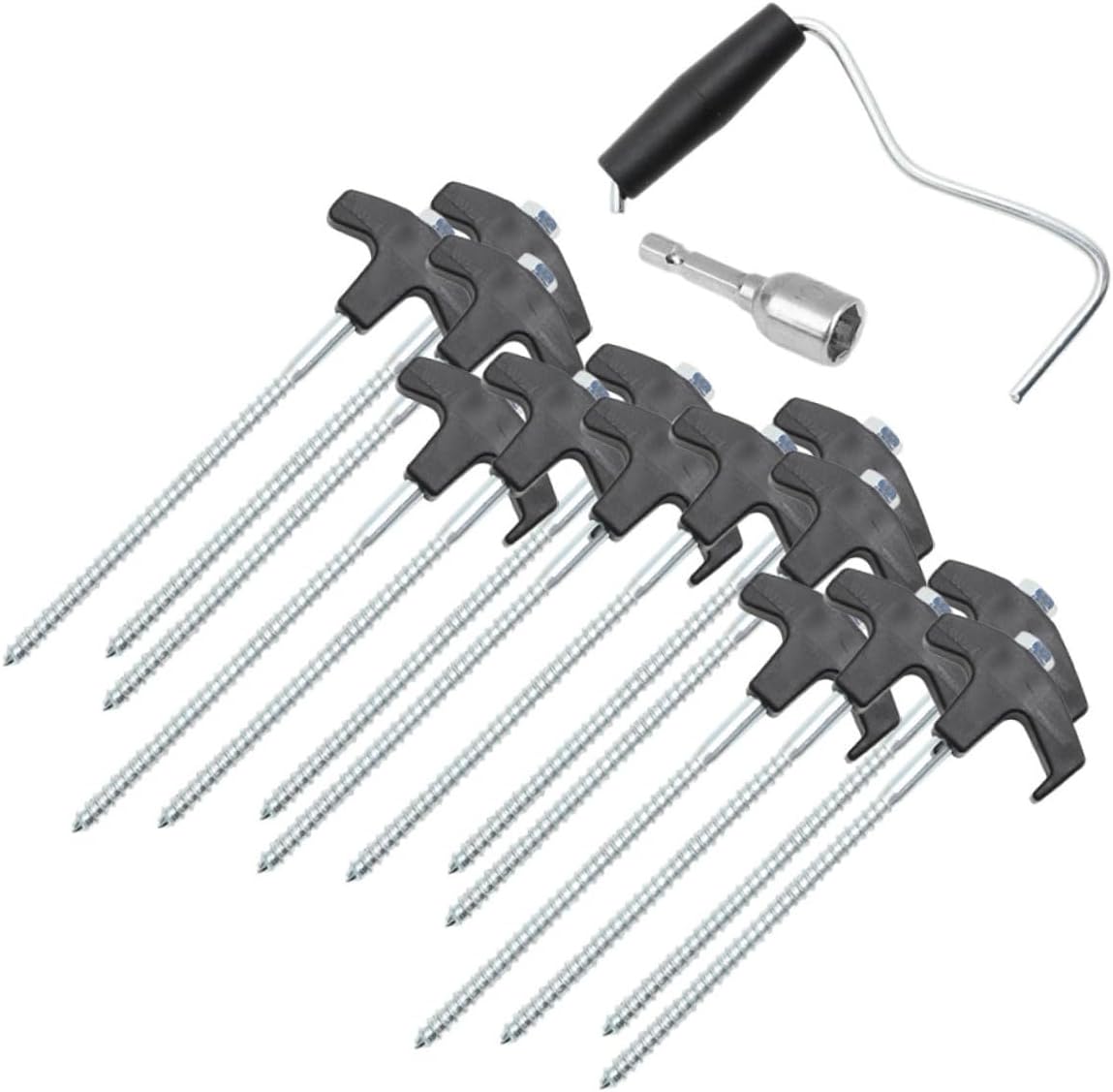 YARNOW 22pcs Steel Tent Stakes Set Heavy Duty Canopy and Camping Ground Pegs for Outdoor Windproof Shelter Anchoring, Suitable for Beach Tents and Hiking Gear