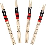 2 Paires Bâtons de tambour 5a Sticks de tambours American Hard Maple Wood Tip Stick de tambour idéal pour les tambours de tous niveaux, utilisés pour les fûts, la percussion et la pratique (Hard Maple) 5A-2P)