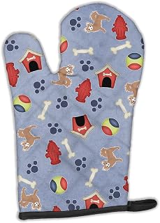 Caroline's Treasures Dog House Collection-Chihuahua de Pelo Largo, Color marrón y Blanco BB4066OVMT-Manopla de Horno, Tela