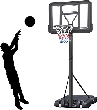 Portable Basketball Hoop with 43" Backboard Adjustable Height Basketball Hoop with Wheels for Teens Adults Backyard