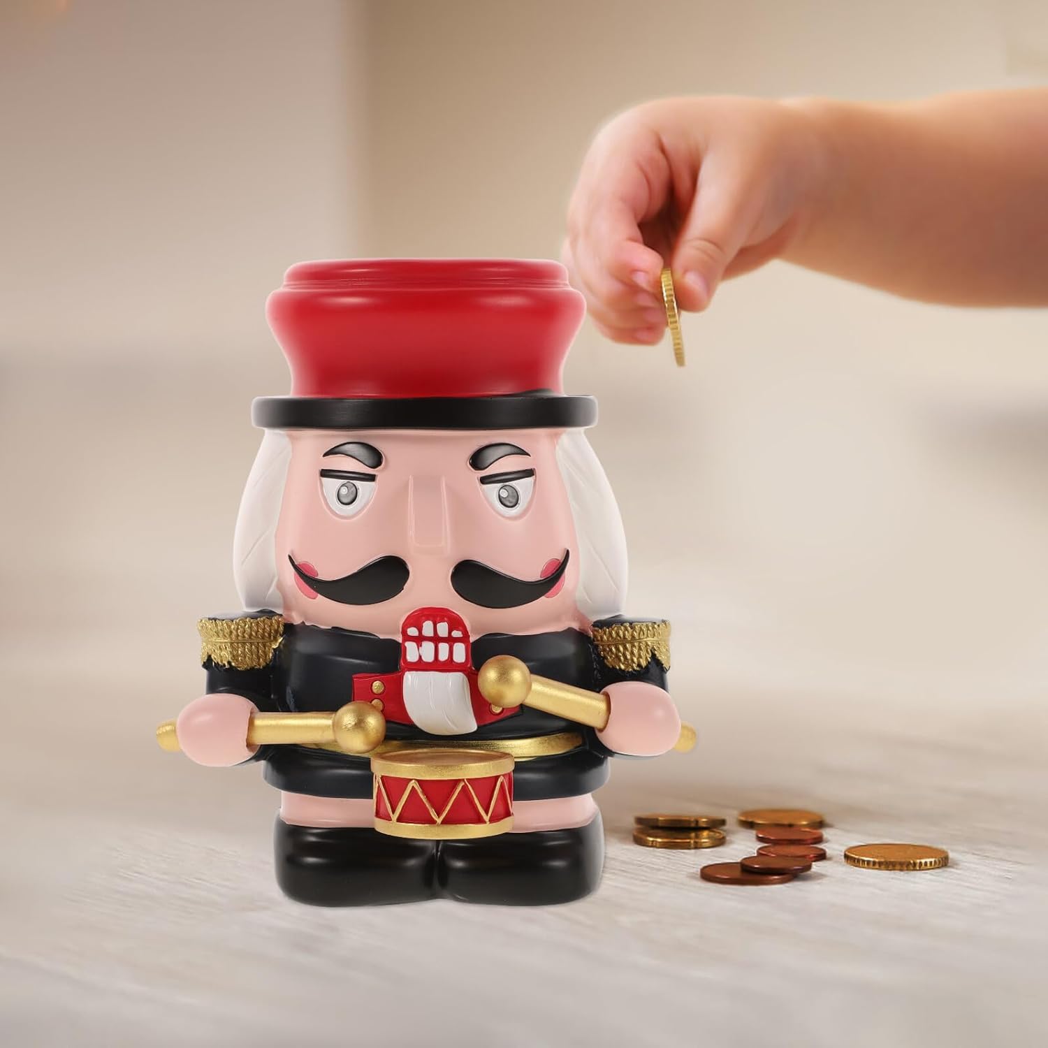 Totority Nutcracker Coin Bank for Decorative Resin Money Container Girl Saving Pot Party Decoration Piggy Bank for Money Storage and Cash Collection