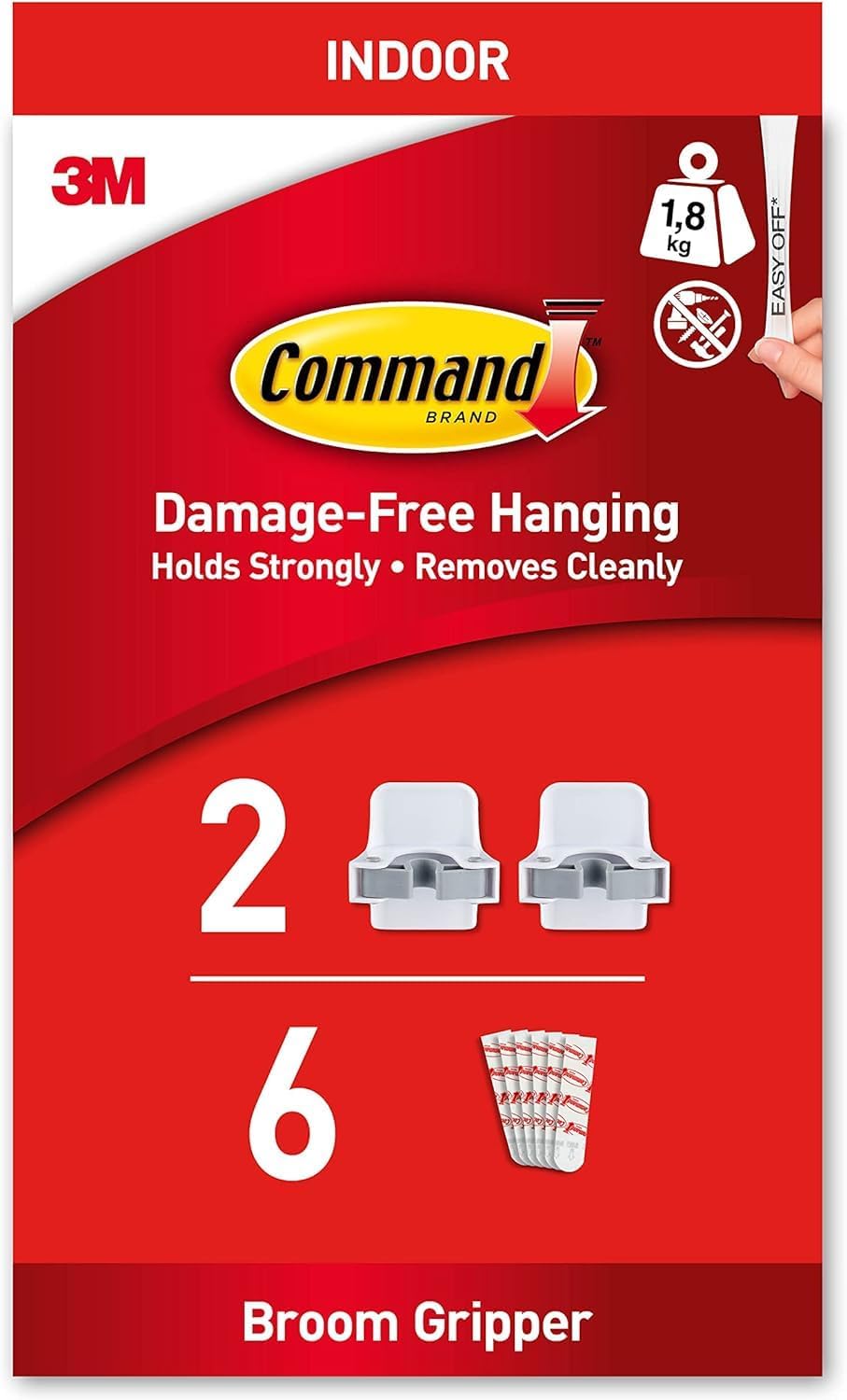Command Broom Gripper, 2 Broom Holders and 6 Adhesive Strips Suitable