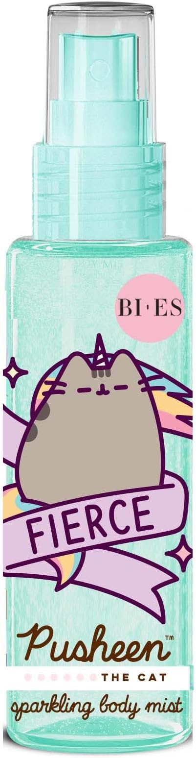 Pusheen The Cat Sparkling Body Mist for Girls - Tropical Watermelon Scent with Shimmering Particles and Brightening Effect - Fun Fruity Perfume Spray for Adults and Kids Aged 6+, 100ml