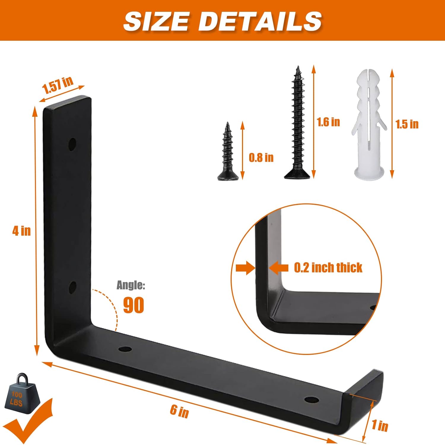 MLOQI 6 Pack Scaffold Board Shelf Brackets with Lips - Image 3