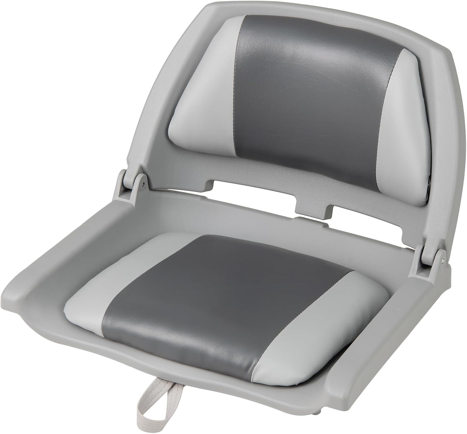 GYMAX Boat Seats, Folding Low Back Fishing Boat Seat w/Thickened Sponge Padding, Waterproof PVC Leather, Stainless Steel Screw, Fold-Down Captain Chairs for Pontoon Yachts (1 Pack,Grey)