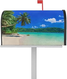 Mailbox Covers Magnetic Post Box Cover Blue Sky Beach Tropical Palm Trees Seaside Landscape Mailbox Cover for Outdoor Garden Yard Decorations Standard Size 18.5" X 21.7"