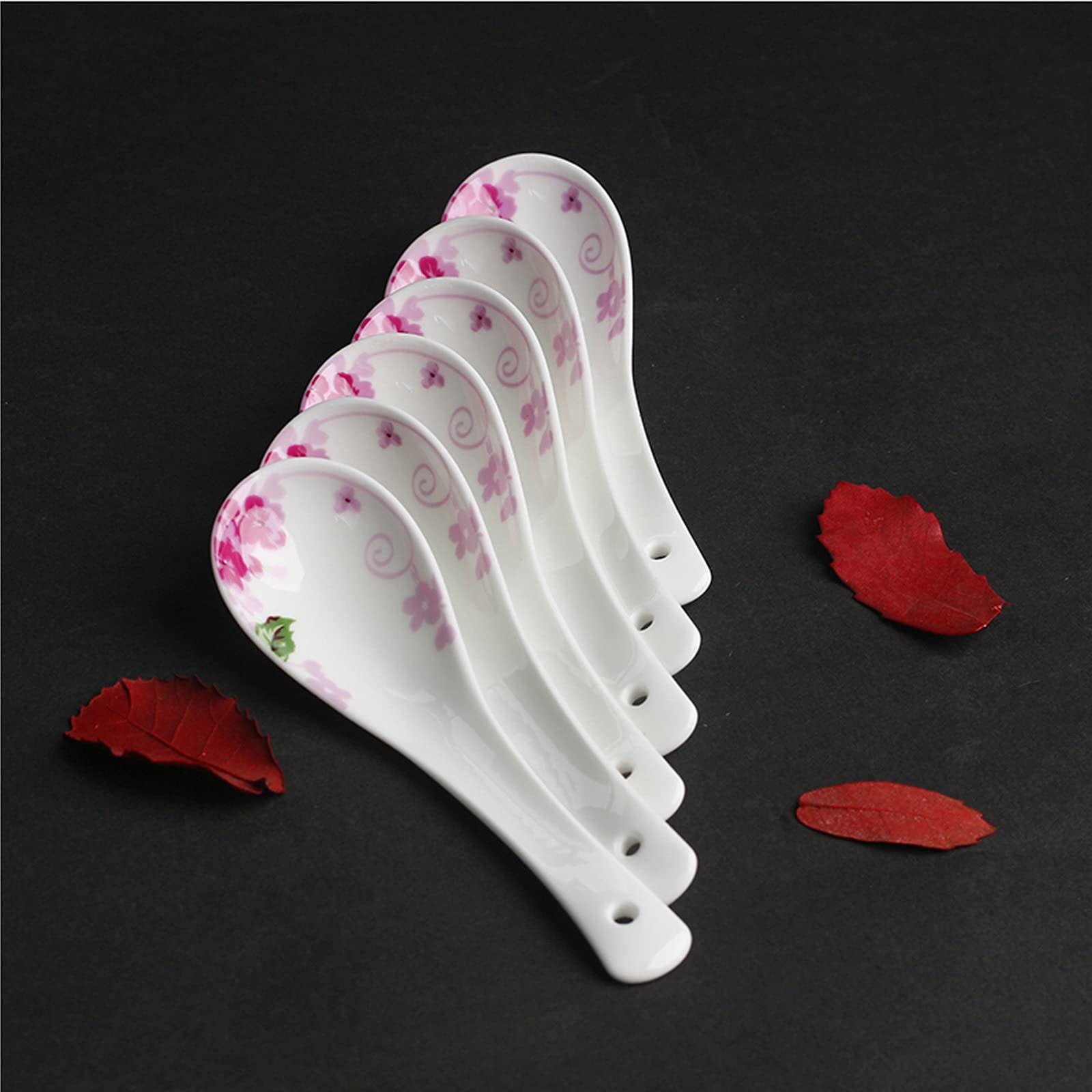 Cucharas de té, cucharas de Postre, 6 Piezas de Porcelana de Hueso for el hogar, cucharas pequeñas, cucharas pequeñas, cucharas pequeñas de cerámica, cucharas pequeñas, cucharas de Sopa