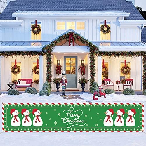 Christmas Banner, Christmas Decorations Outdoor, Christmas Door Banner, Christmas Door Decorations, Christmas Porch Sign Banner Hanging Outdoor Christmas Decorations for Home Door Wall Decor