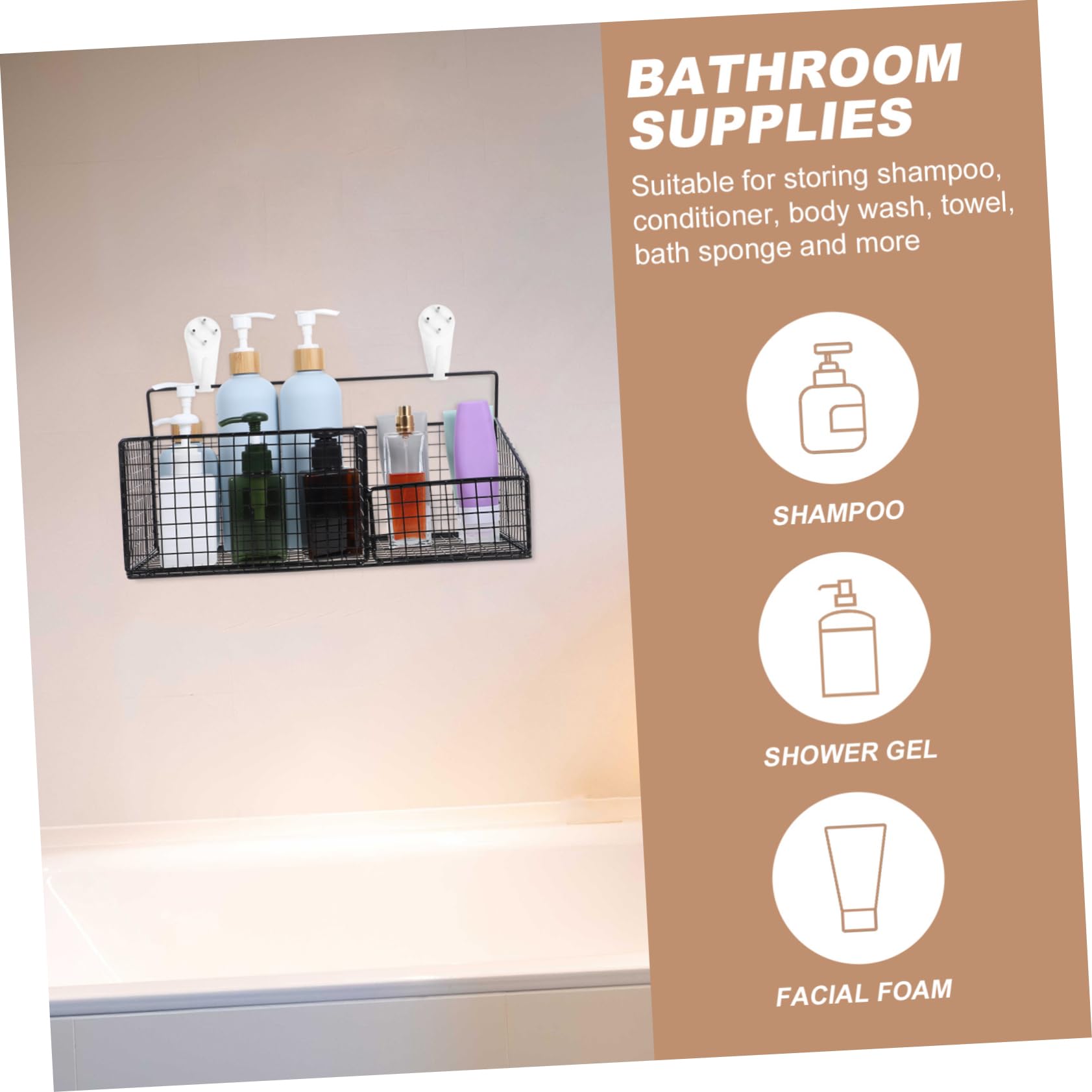 HOUDERCO 1 set Hanging Wire Basket Organizer Multi Use Storage for Bathroom Kitchen Laundry and Utility Rooms Easy Installation Space Saving Design Storage Baskets