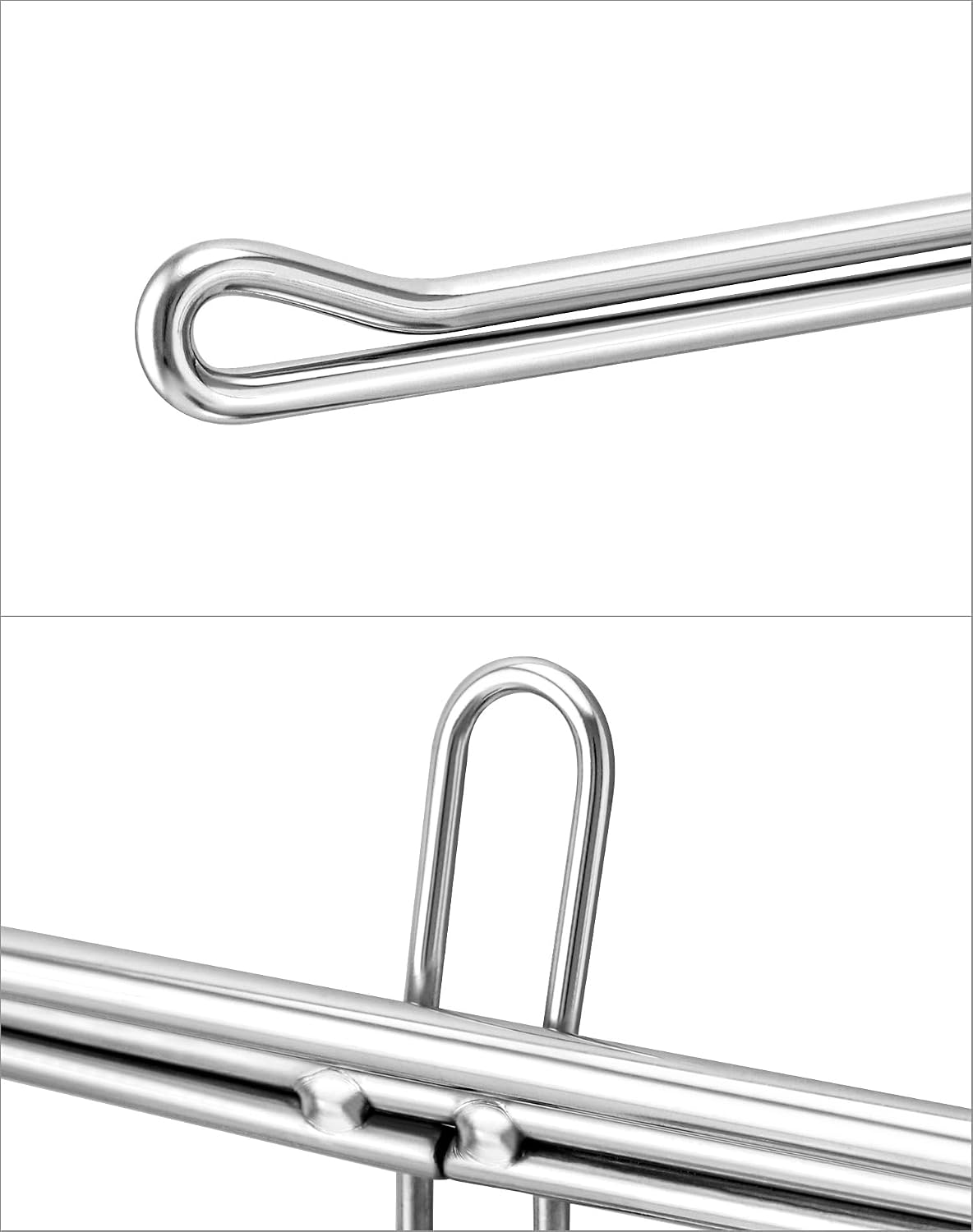 QWORK Plastic Grocery Bag Holder, 2 Pack Iron-plated Chrome Shopping Bag Stand, Chrome T Shirt Bag Rack, Fits 11½”W x 6”D x 21”H Bag, for Restaurant, Business, Office, Home, Kitchen, Garage