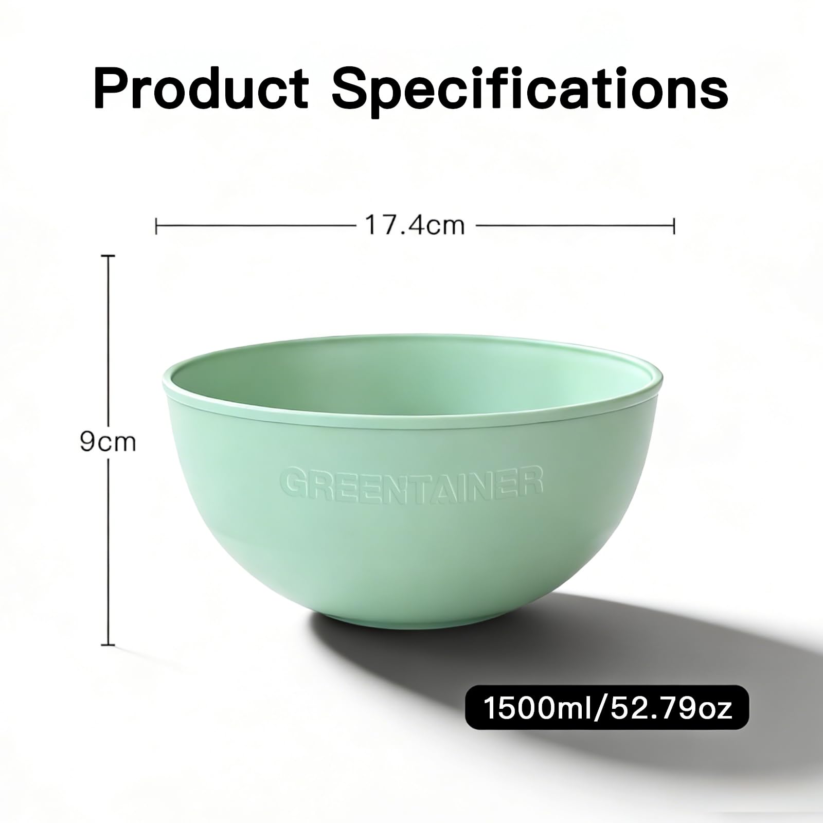 Greentainer Lot de 4 bols à céréales/salade pour enfants et adultes - Léger et incassable - Passe au lave-vaisselle et au micro-ondes - En plastique - Vert