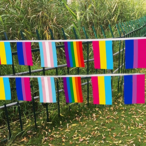 MIXCUT 40 peças de bandeiras de arco-íris, bandeira lésbica gay pendurada com faixas, bandeiras de b