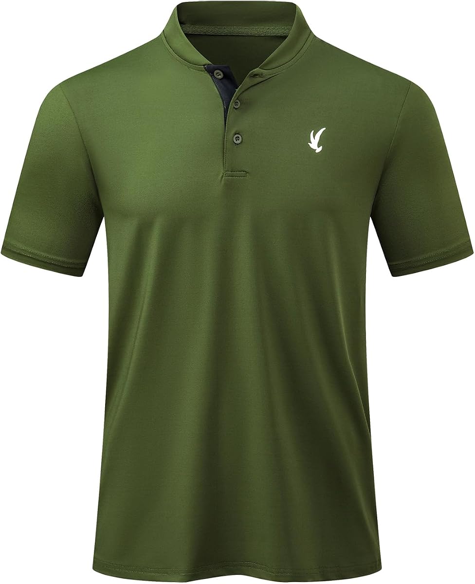 JMIERR Men's Polo Henley Shirt Moisture Wicking Quick Dry Summer Casual Short Sleeve Golf Polo T Shirts