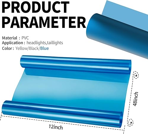 Miniatura 2 de Película de tinte de luz de automóvil, película de tinte de luz antiniebla para faros delanteros, 12 x 48 pulgadas, película protectora de vinilo