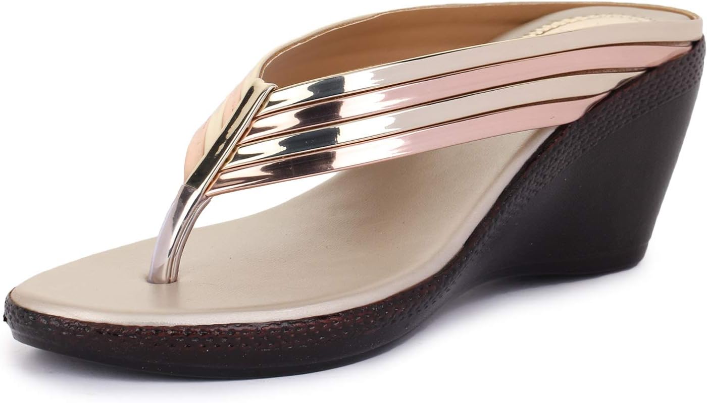 TRASE Women's Fashion Sandals | Faux Leather Comfortable and Stylish Wedges| For Casual Wear & Formal Wear Occasions 3 inches heel |For Women & Girls
