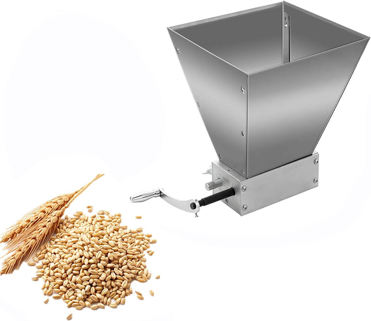 Whole Grains Mill Grinder Stainless 2-Roller Barley Malt Manual Mill Grain Grinder Crusher for Homebrew Malt Food Grinder