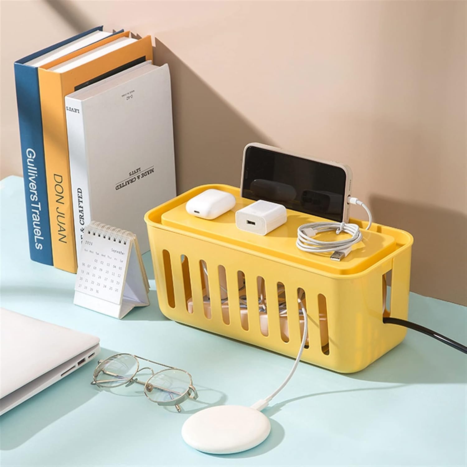 Cable Storage Box Hollow Power Cable Box Home Desktop Storage Rack Cable Storage Box Charger Socket Management Cable Cords Organizer Boxes (Color : E) (B)