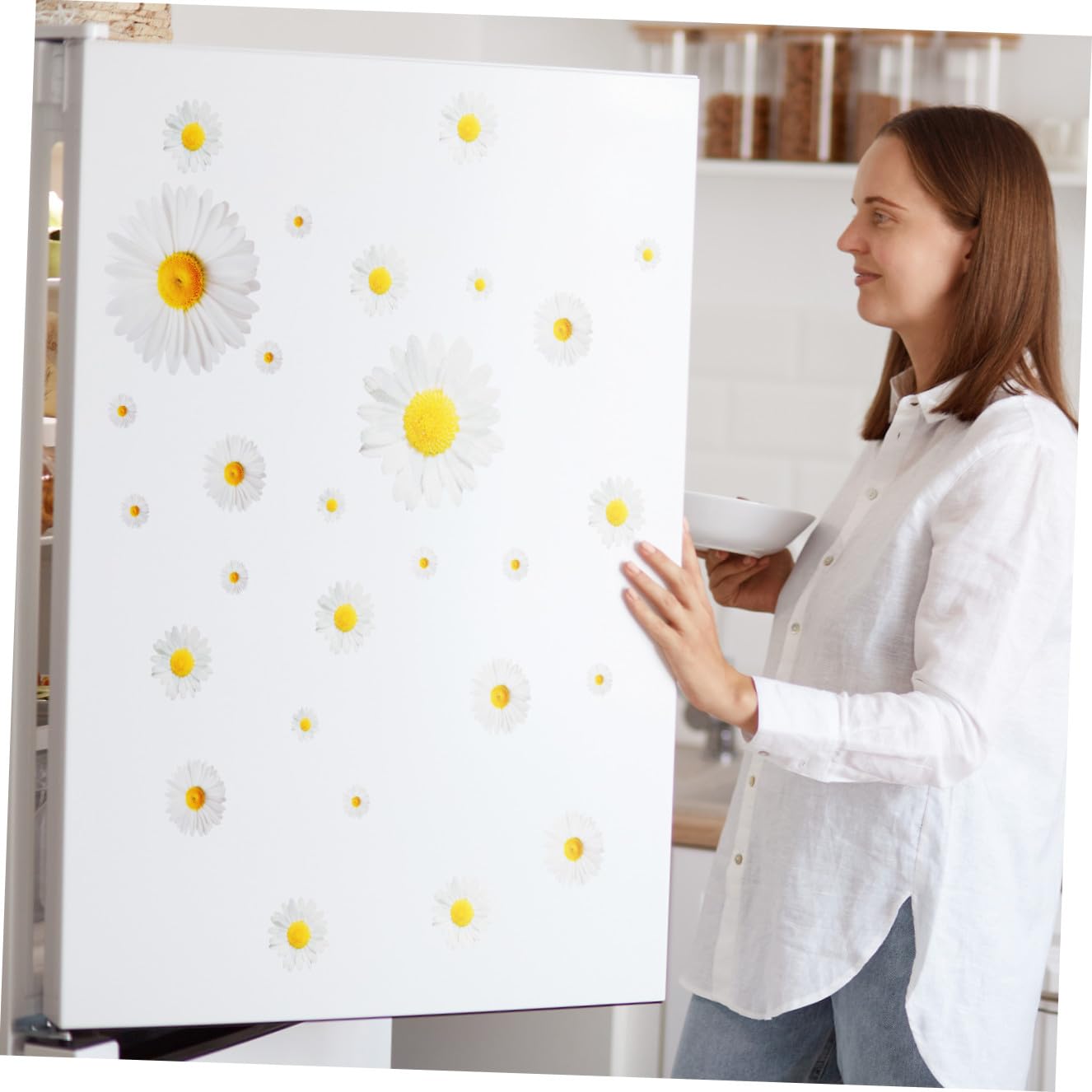 TOYANDONA 5piezas Pegatina Decorativa De Pared Diseño De Flores De Margarita Calcomanía Autoadhesiva Para Decoración De Salón y Habitaciones Para Superficies Lisas