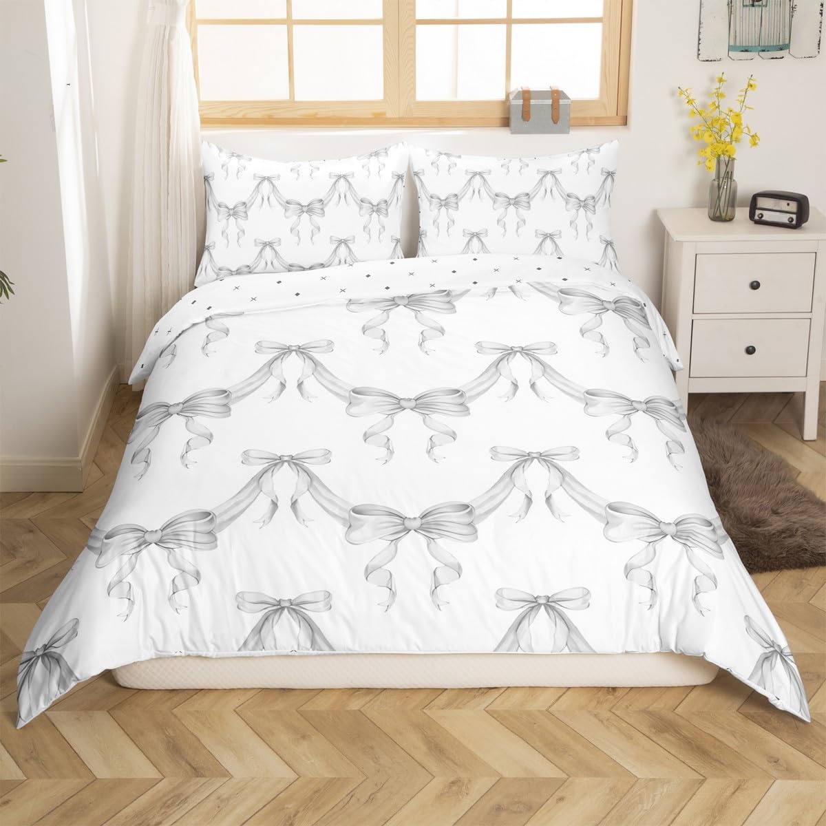 Housse de couette fille nœud coquette rose pour transformer une chambre d'enfant en nid douillet