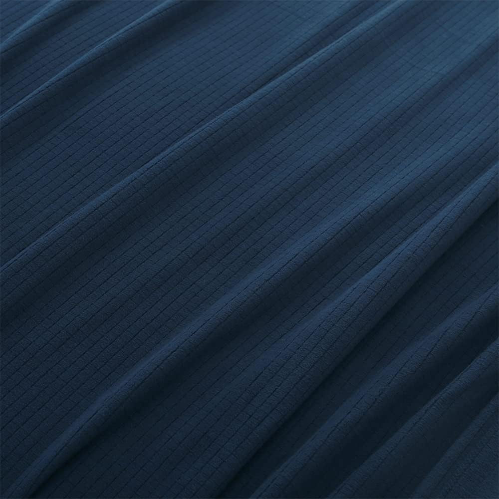 Berkshire Blanket Polartec Softec Microfleece Blanket | Lightweight Grid Fleece Blanket | Navy Blazer | Twin (90" x 60")
