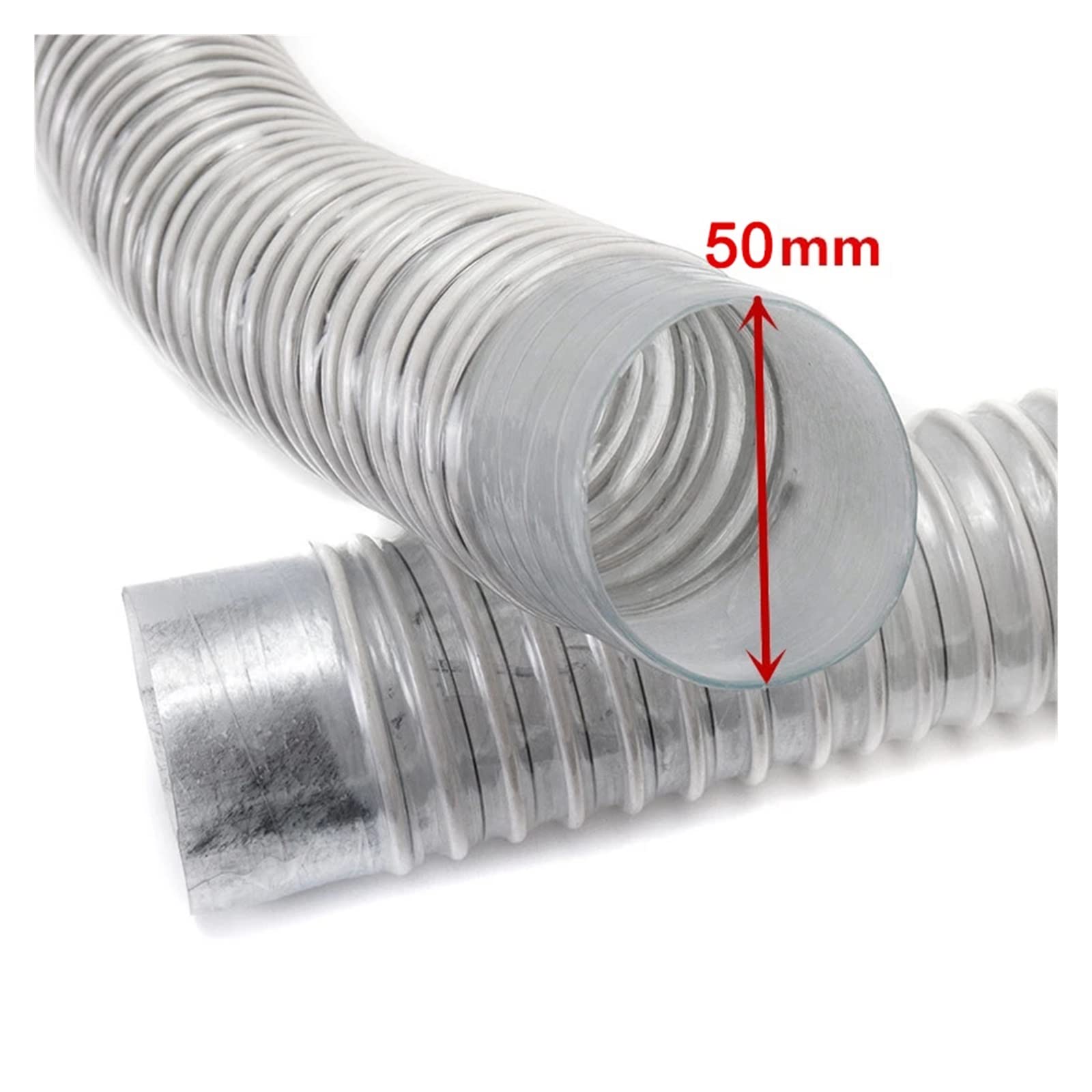 Tubo flessibile per aspirapolvere, diametro interno 50 mm, in PVC, industriale, per raccogliere la polvere, per lavorazione del legno, macchina da incidere, 2 m