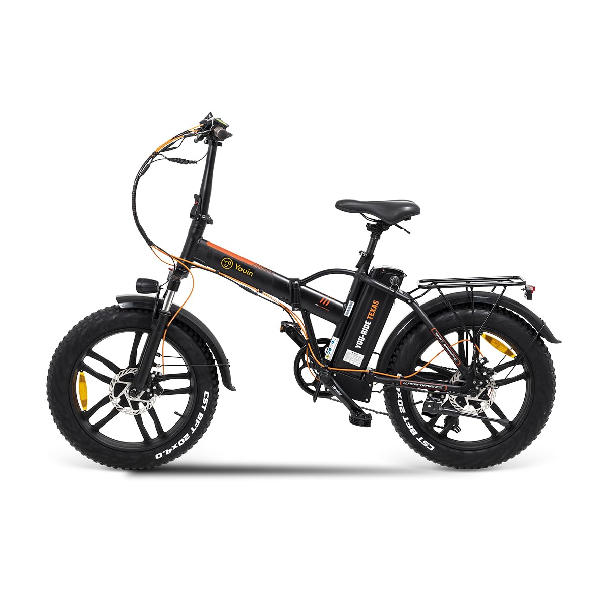 Youin Texas Vélo électrique Pliable Tout-Terrain Moteur 250 W Vitesse 25 km/h Autonomie 45 km Freins à Disque Batterie 36 V 10 Ah Roues 20" Fat