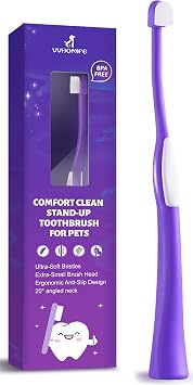 Zero-Pressure Pet Toothbrush for Cats & Small Dogs, Purple | Gentle Gum Comfort. Hygienic Standing Base. Soft Brushing Feel. Easy Daily Routine for Delicate Mouths.