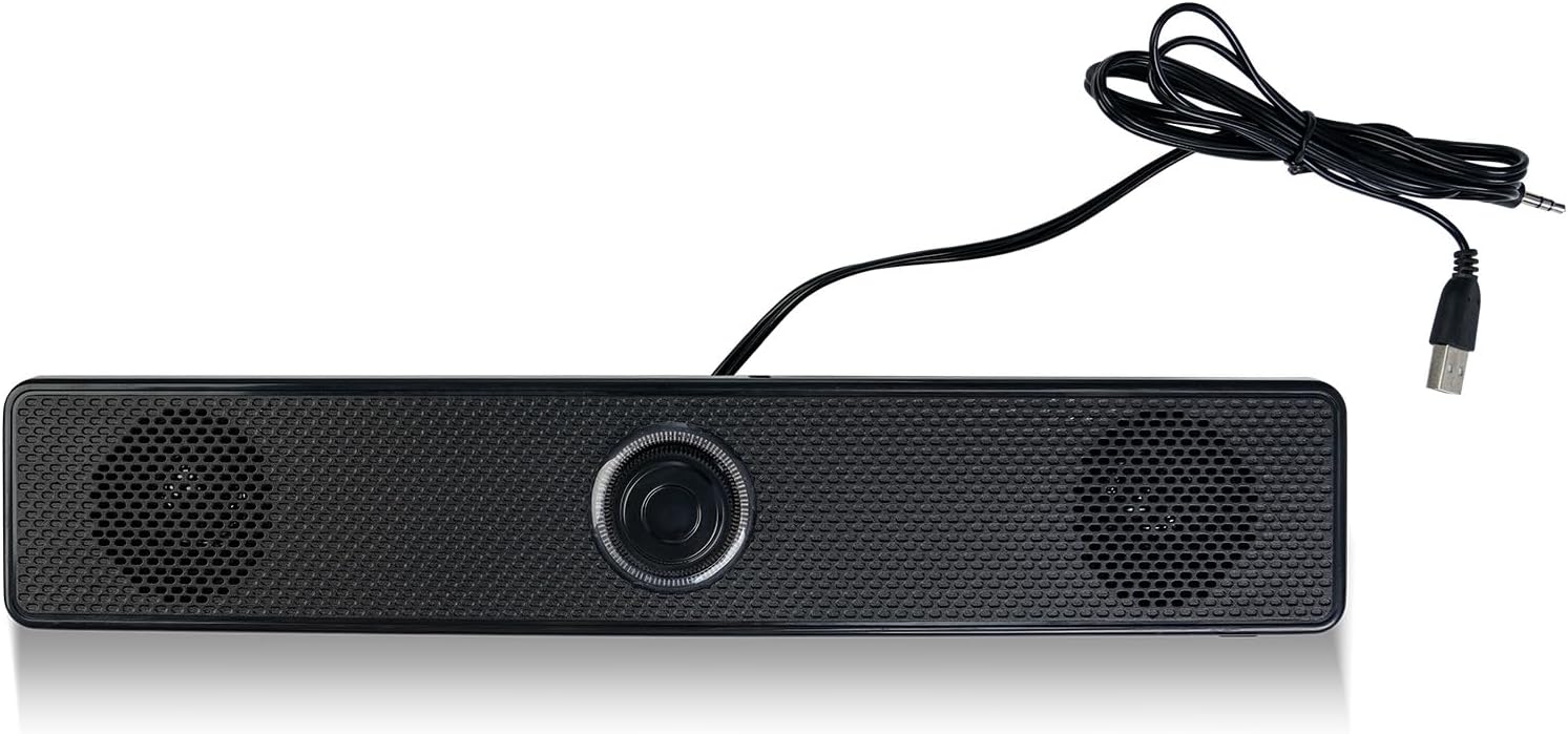 Center Channel Speaker, 3.5mm Wired Compact Speaker, Plug and Play Audio Speaker for Home Theater & Gaming