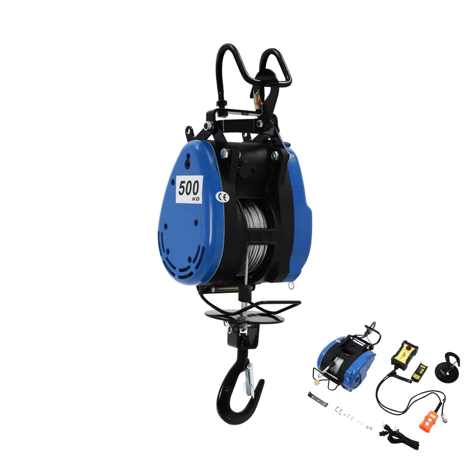Electric Hoist, 1100Lbs Electric Winch, 42.65ft/min Electric Hoist Winch, with Wire Control & Wireless Remote Control, for Goods Lifting, Automobile Manufacturing Plants, Stage Construction