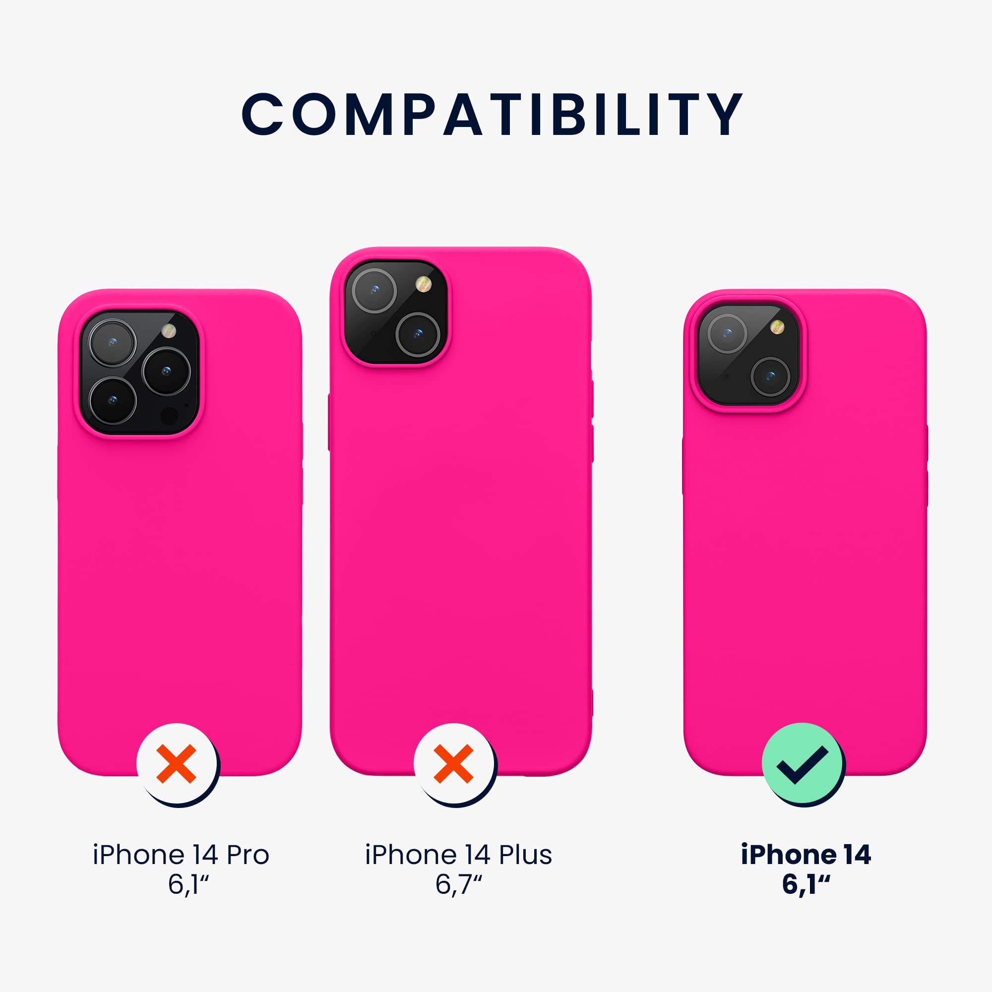 Die kwmobile Silikonhülle in leuchtendem Neon Pink für das iPhone 14.