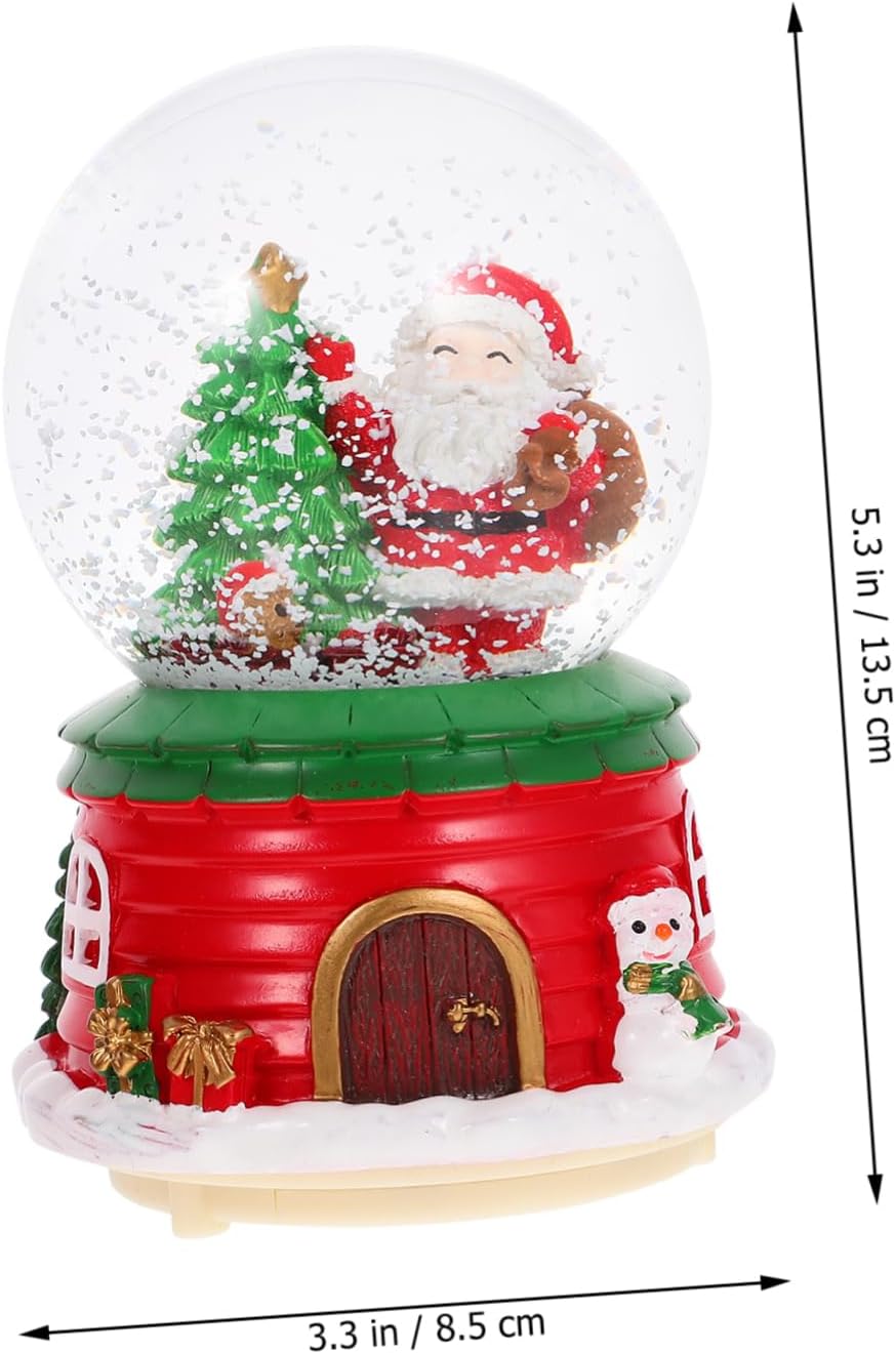 SOLUSTRE Christmas Music Box Globe Decor Crystal Holiday Elements for Home Desktop Party Decoration Xmas for Boys and Girls Family