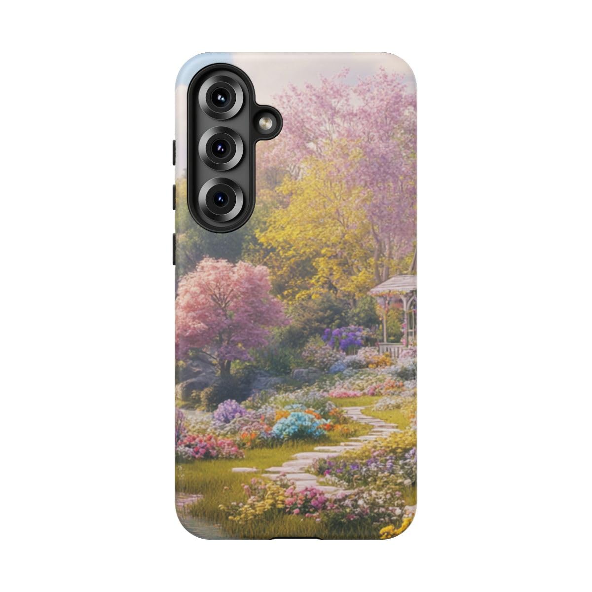 Coque Galaxy S25 Plus rigide mate motif cascade jardin fleuri - 5