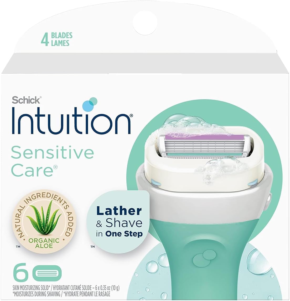 Schick Intuition Naturals Sensitive Care Razor Refill, 6-count