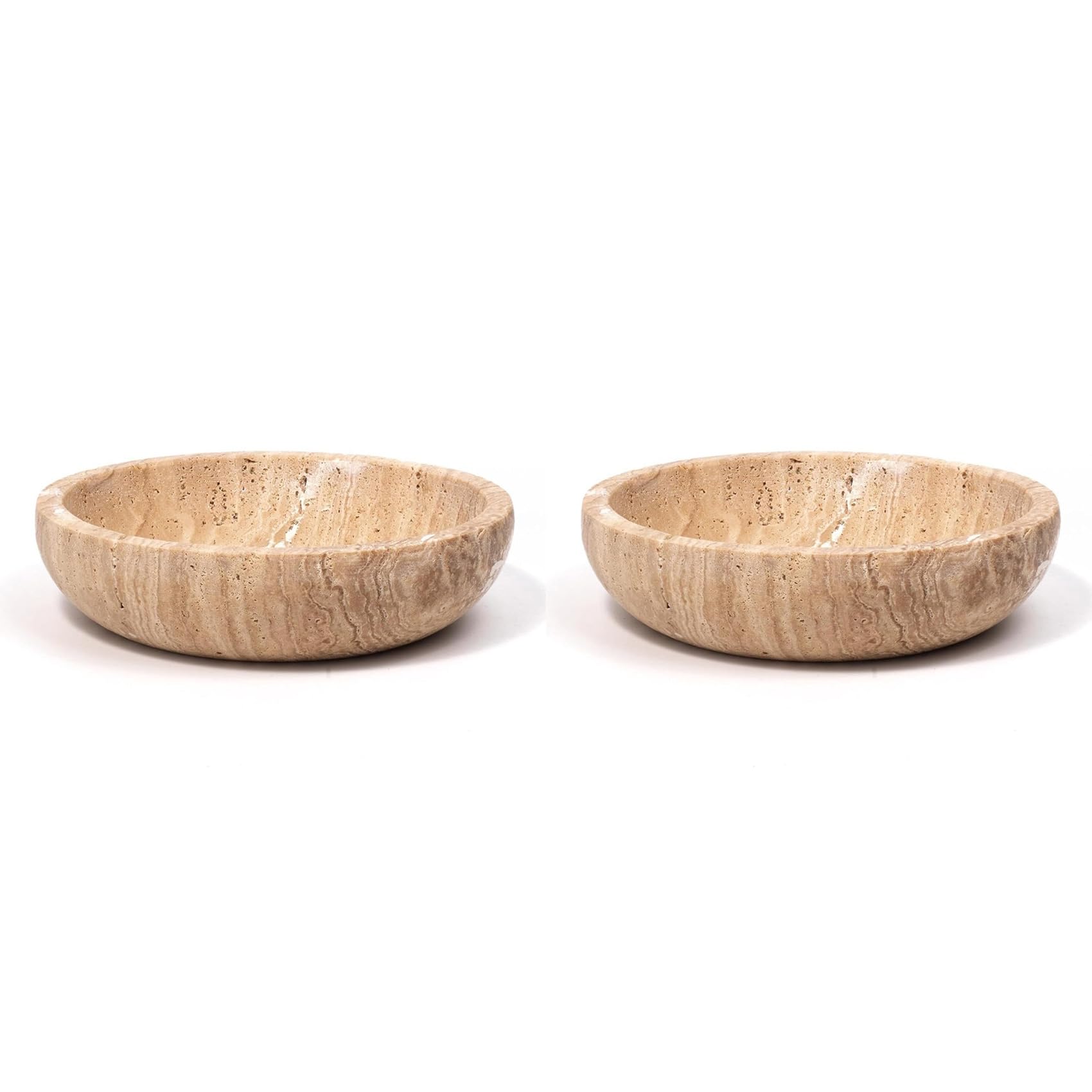 Vjsujehgy 2X Travertine Decorative Bowl for Home Decor - Modern Centerpiece for Entryway or Kitchen