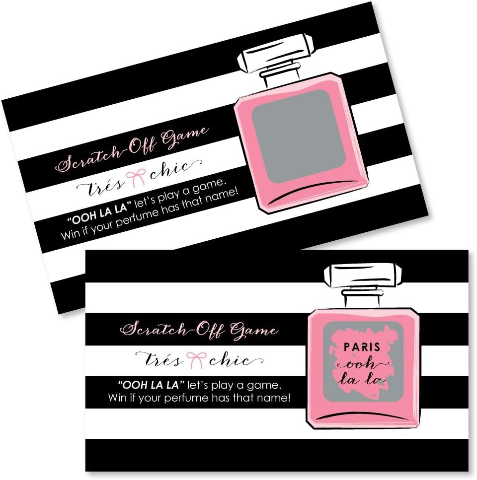Paris, Ooh La La - Paris Themed Baby Shower or Birthday Party Game Scratch Off Cards - 22 Count