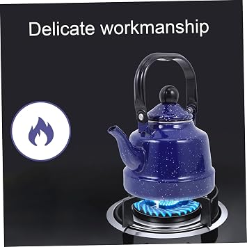 VALICLUD Enamel Teakettle for Boiling Water Decorative Teapot Removable Infuser Stovetop Safe for Tea Serving and Camping