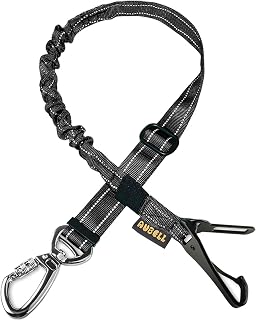 AUBELL Anschnallgurt Hund Auto,Einstellbar Haustier Auto sicherheitsgurt für Hunde, Bungee Hunde Anschnallgurt Geschirr Tether mit Clip Haken-Verschluss & Schnalle, Swivel Karabiner,Schwarz