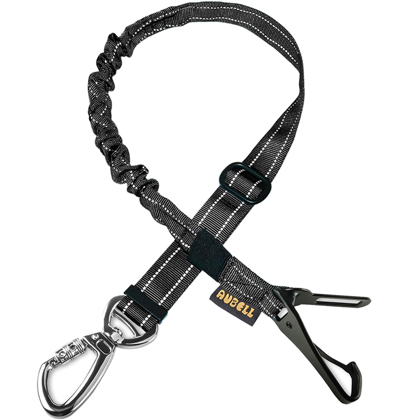 Dog Seat Belt for Car,Updated 3-in-1 Bungee Dog Car Harness,Black | Adjustable Reflective Heavy Duty Nylon Dog Car Seatbelt Tether with Clip Hook Latch & Buckle,360°Swivel Zinc Alloy Carabiner
