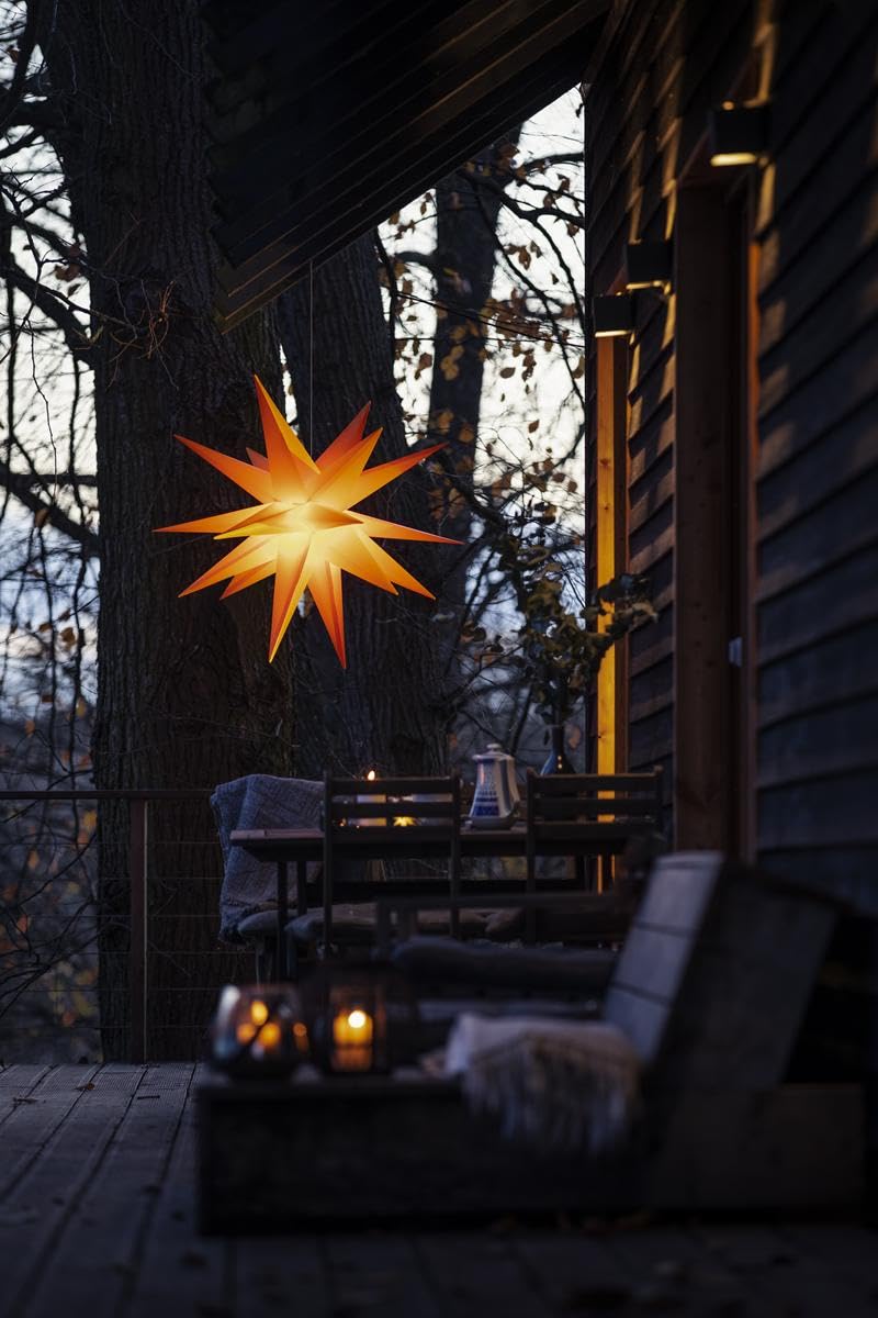 ZICOM LED Dekostern Weihnachtsstern Stern mit 18 Zacken wetterfest, gelb Ø 55cm Innen und Außen für Weihnachten, Hochzeiten, Party, Dekoration, Geschenkidee, 230V 50Hz, LxBxH 55x55x55cm