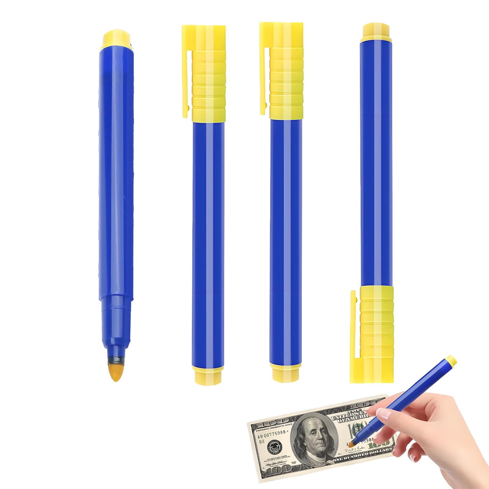 4 Stück Geldscheinsprüfer Stift, Geldscheinprüfer, Prüfstift Falschgeld, Geldprüfstift, Falschgeld Prüfstift, Geldscheinprüfer Stift, Falschgeld Stift für Echtheitsprüfung Verschiedener Banknoten