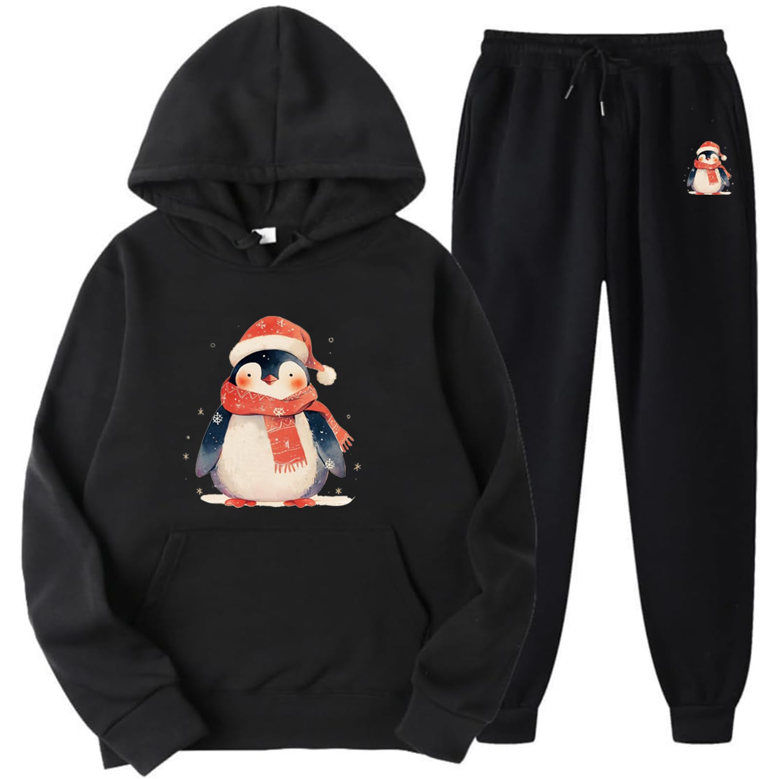 Weihnachtanzug Xmas Funny Jogginganzug Herren Lustig Trainingsanzug Set für Damen Essentials Tracksuit Set Weihnachtdruck Lose Hoodies und Jogginghosen Unisex Weihnachtsoutfit