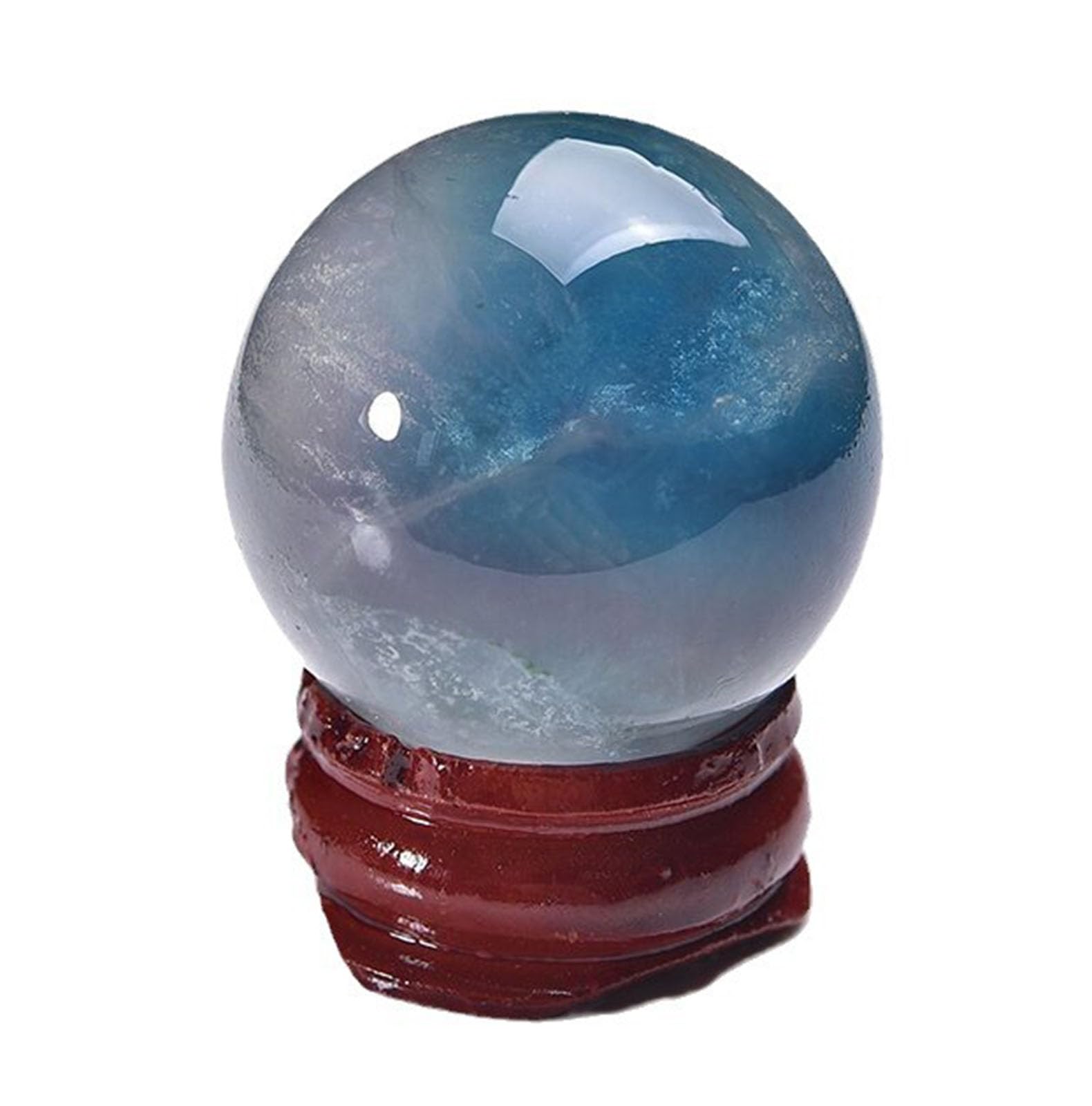 SHFTQXSLAT Blue Green Fluorite Crystal Sphere Ball Gemstone Sculpture Figurine with Stand for Home Office Decor Craft Art Gift,40~50mm