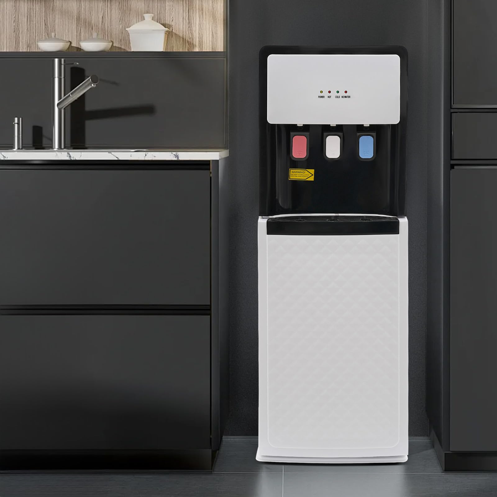 TFCFL Bottom Loading Water Cooler Dispenser 3 Temperature Settings - Hot, Cold & Room Water, Hot & Cold Standing Water Dispenser, Water Cooler Dispenser for 5 Gallon Bottles (White)