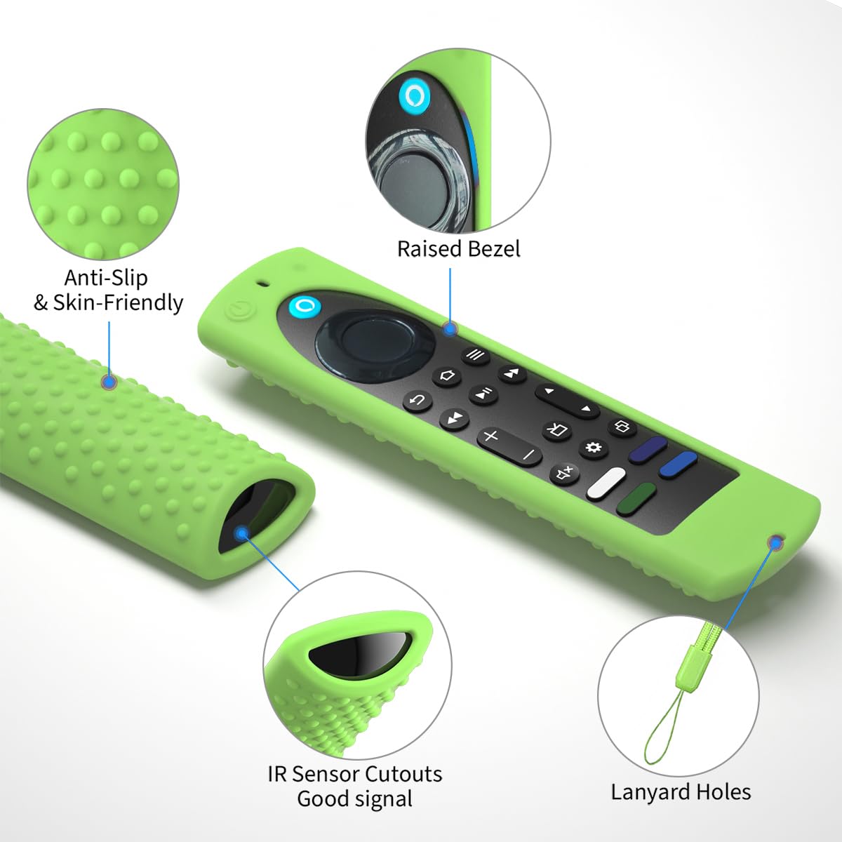 Silikonhülle, 16,4 cm (6,4 Zoll), kompatibel mit Fire TV Stick 4K Max 2. Generation 2023 Fernbedienung, Toshiba/Insignia Smart TV Fernbedienung, Silikonhülle, Anti-Rutsch-Hülle mit Umhängeband