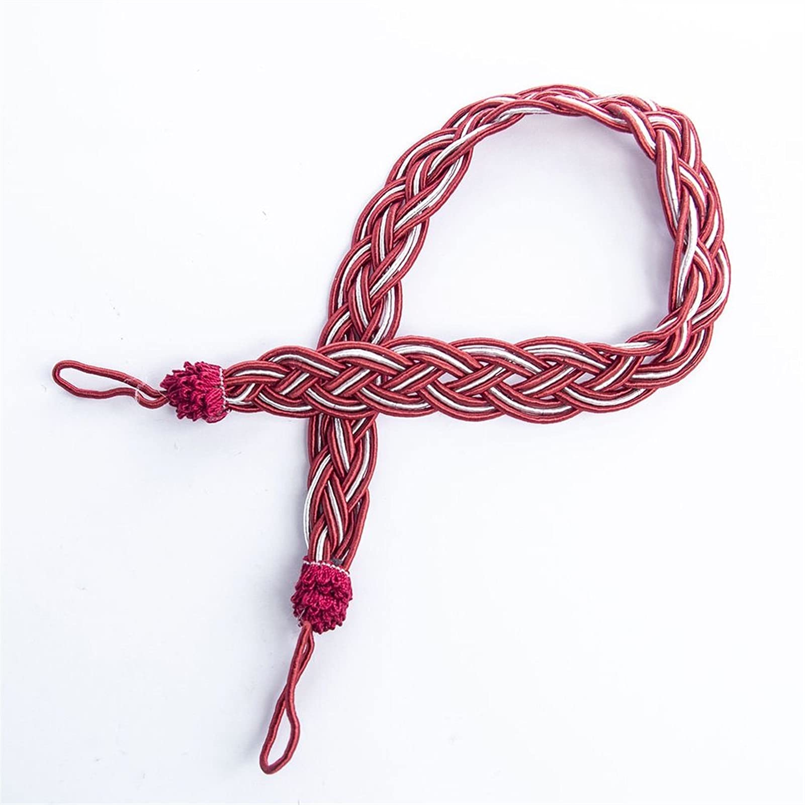 Attaches de rideaux, 9 pièces, Clips for, sangles, support tissé à la main, corde draperie, accessoires décoratifs for maison(Red)