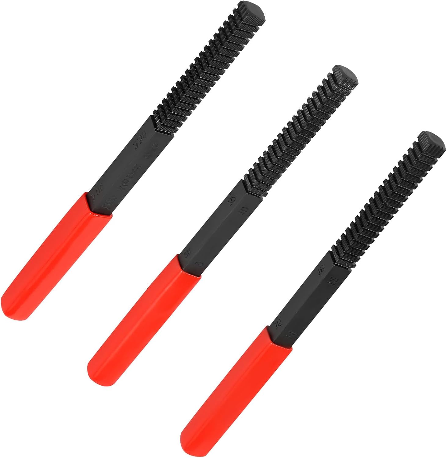 3Pcs Thread File High Hardness Thread Restorer File Multipurpose Metric Thread Repair File Heavy Duty Steel Thread Restorer File Portable Thread File for Stud Bolt Screw Pipe QUZHEMA_US(红+黑)